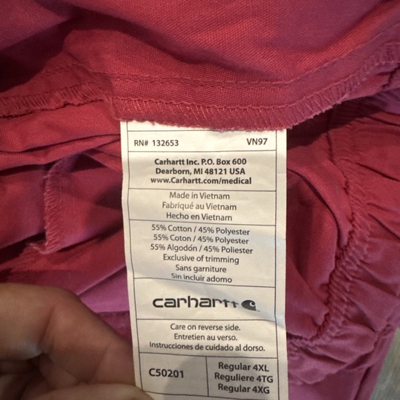 Carhart Scrub Pants 4xl NWT Fushia Pink Medical Uniform Elastic And Drawstring - Picture 3 of 5
